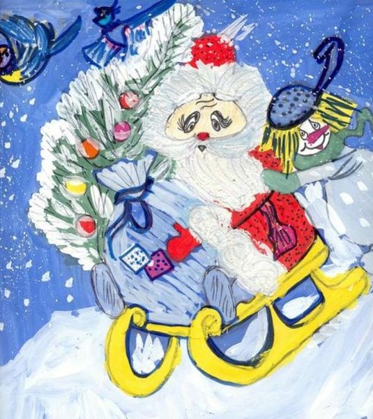 Дед Мороз в детских рисунках