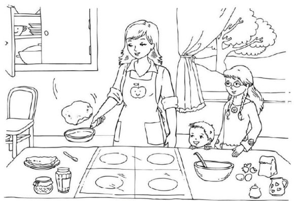 Масленица рисунок раскраска