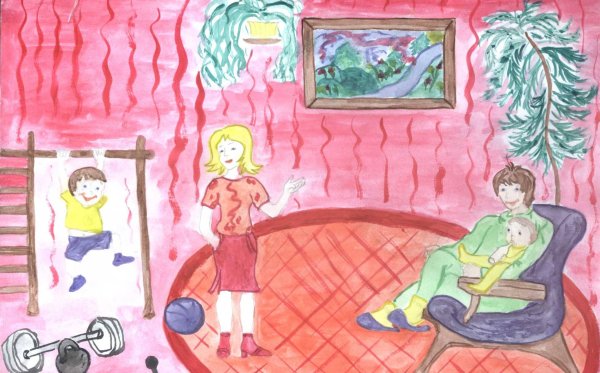 Рисунки детей на бытовую тему