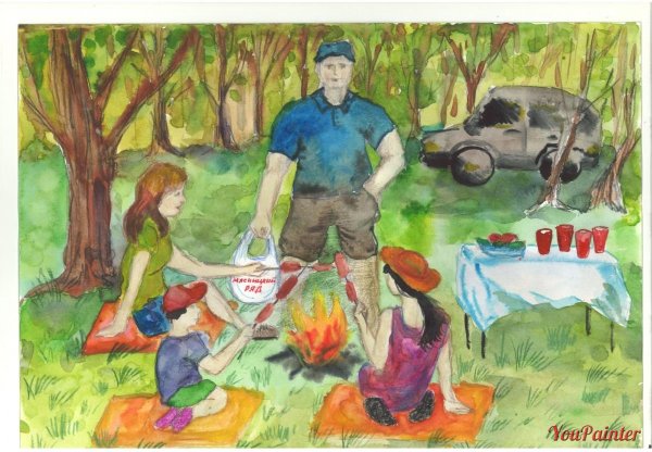 Рисунок моя семья на пикнике
