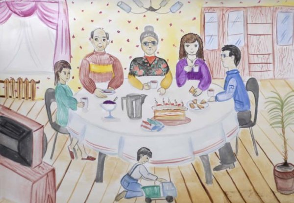 Бытовой Жанр в детских рисунках