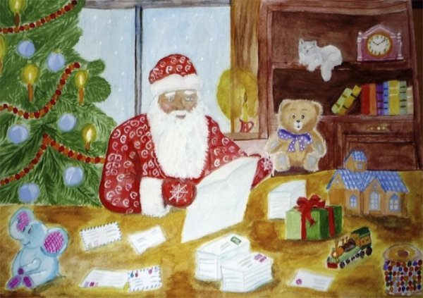 Рисование на тему мастерская Деда Мороза