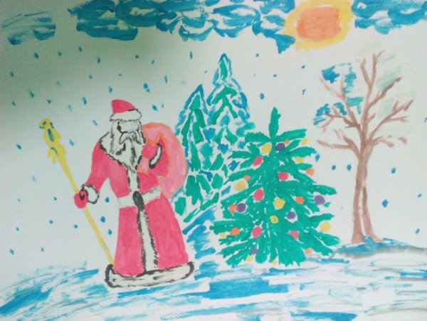 Дед Мороз рисунок дошкольников