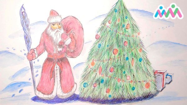Зимние рисунки Деда Мороза
