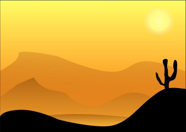 Спокойная пустыня нарисованная