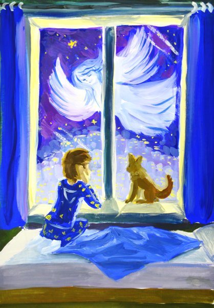 Детский рисунок на тему Рождество