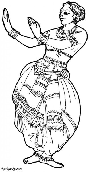 Индийские танцы раскраска