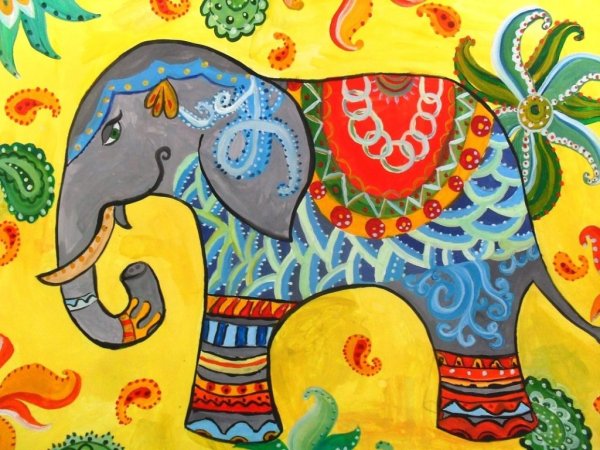 Слон гуашью