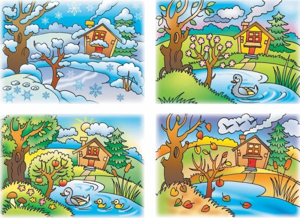 Пейзажи по временам года для дошкольников