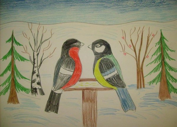 Детские рисунки на тему зима