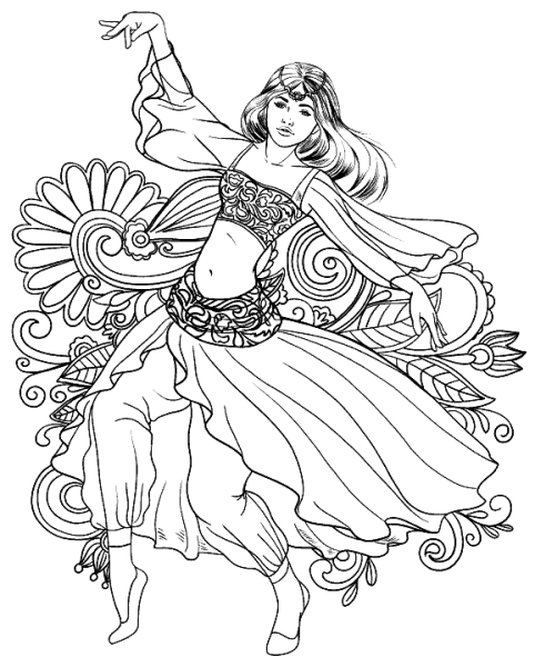 Восточная девушка карандашом