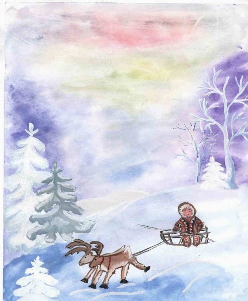 Детский рисунок тундры