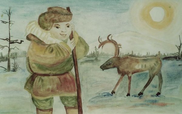 Тундра рисунок карандашом