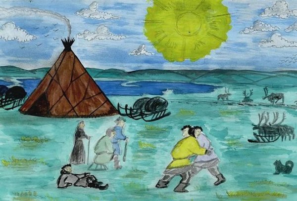 Детский рисунок на тему тундра