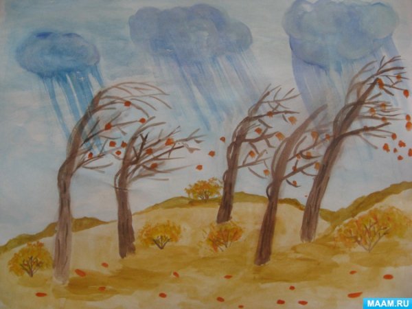 Рисование в подготовительной группе на тему поздняя осень