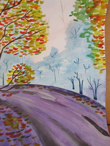 Поздняя осень рисунок детский