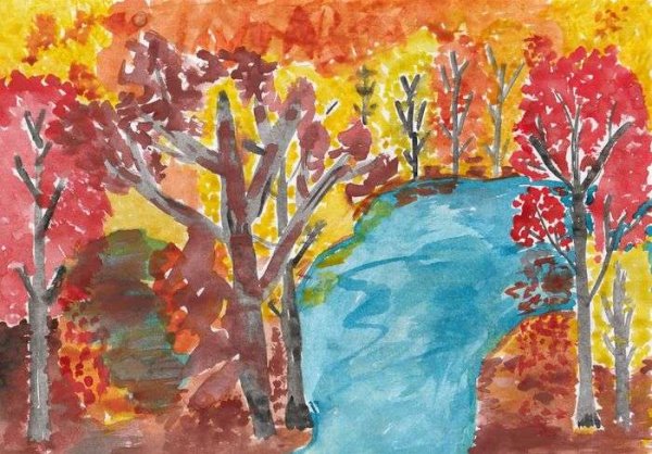 Рисование поздняя осень в детском саду