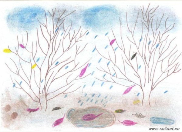 Рисунок поздняя осень для детей