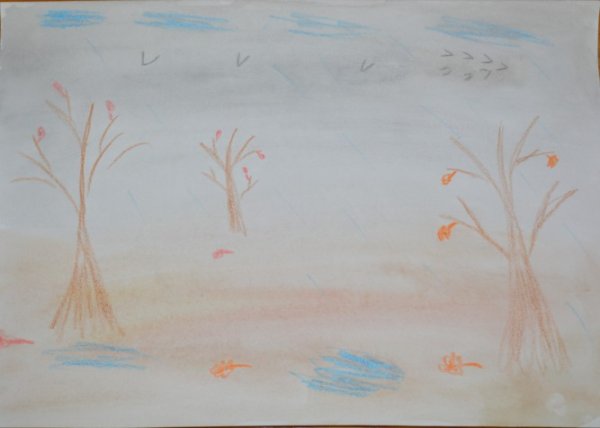 Поздняя осень рисунок детский