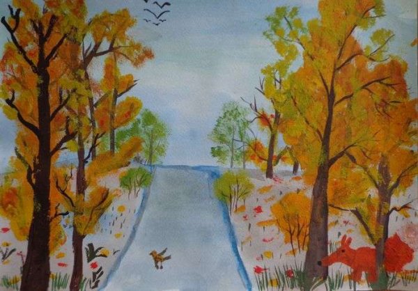 Рисунки поздней осени для школьников