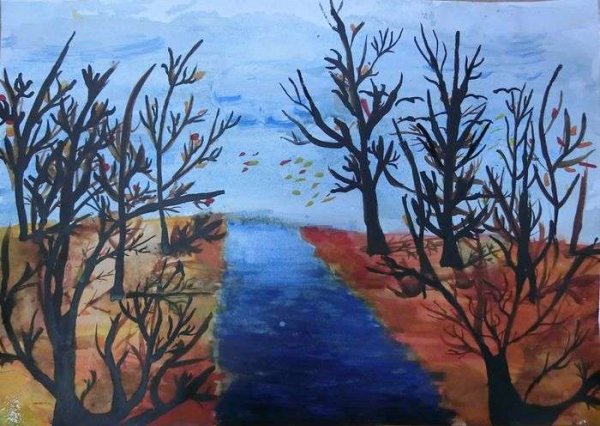 Рисование на тему поздняя осень