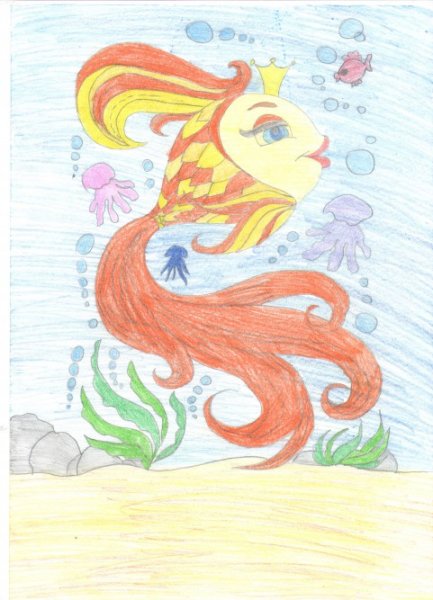 Рисование сказочной золотой рыбки