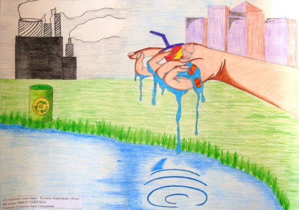 Рисунок на тему загрязнение воды