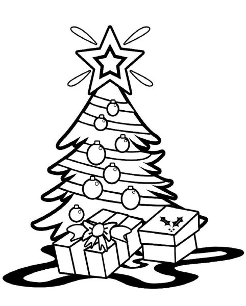 Раскраска елка Новогодняя