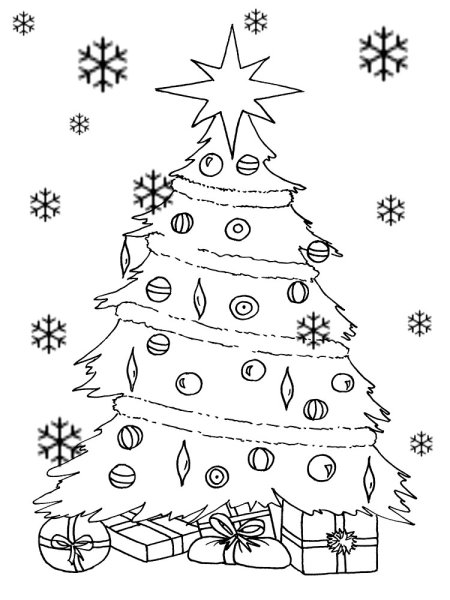 Раскраска елка Новогодняя