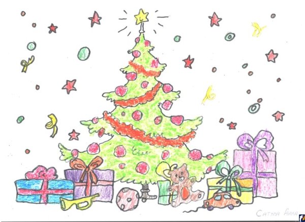 Новогодняя елка простым карандашом