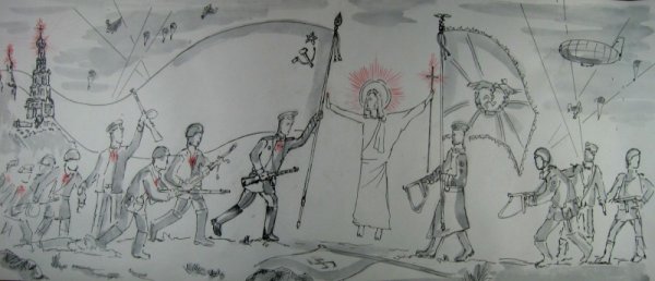 Рисование парад на красной площади