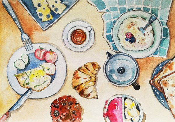 Завтрак иллюстрация