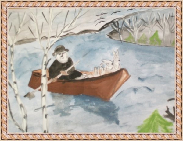 Иллюстрация к произведению Некрасова дед Мазай и зайцы