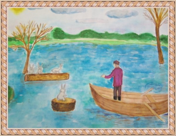 Рисование дед Мазай и зайцы в подготовительной группе