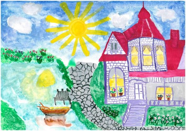 Детские рисунки домов карандашом