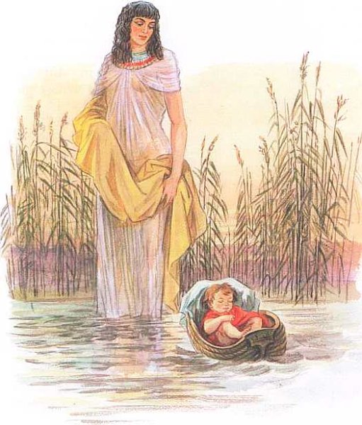 Раскраска Моисей в корзинке