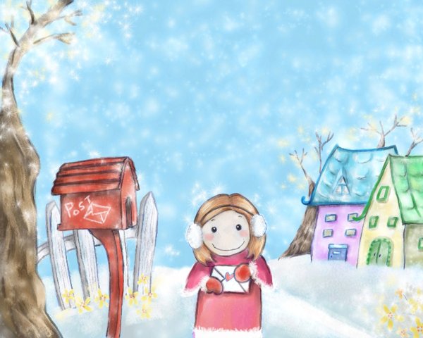 Зимние детские иллюстрации