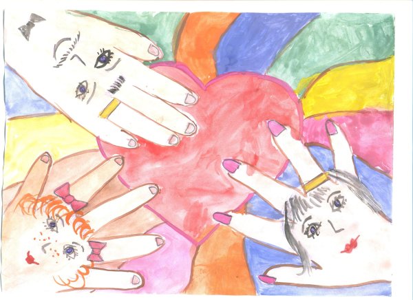 Рисование семья на ладошке