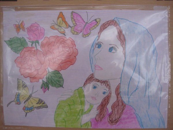 Мать и дитя акварель