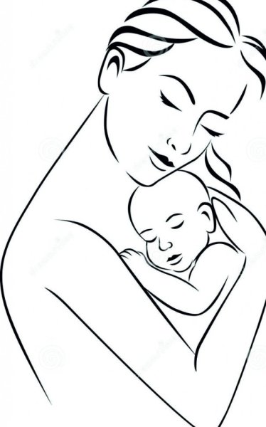 Мама с ребенком рисунок карандашом