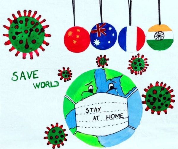 Детские рисунки на тему коронавируса