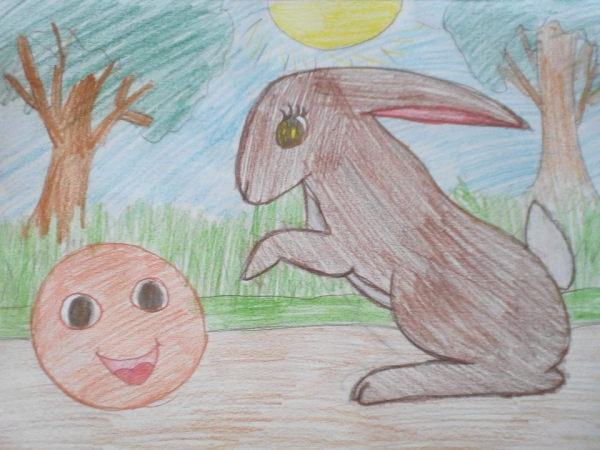 Аппликация Колобок на пенечке