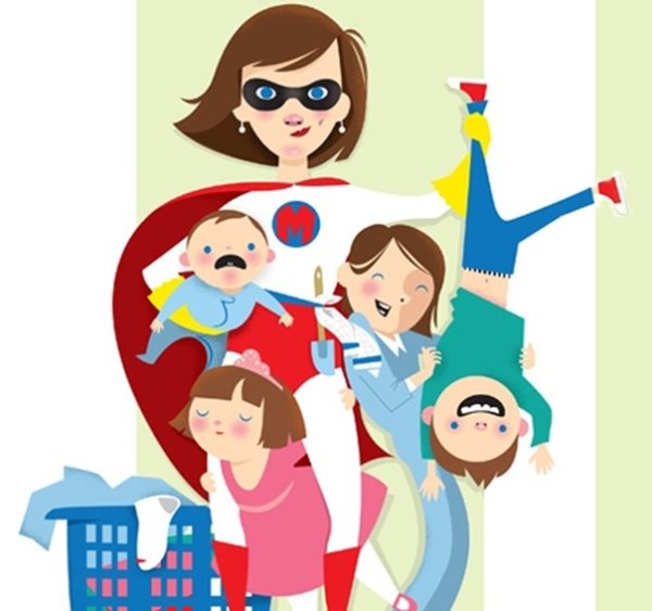 Супер мама с ребенком