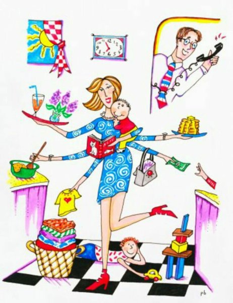 Женщина все успевает