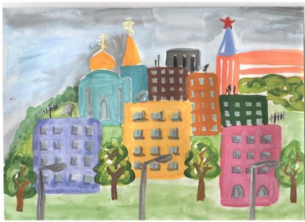 Поэтапное рисование города