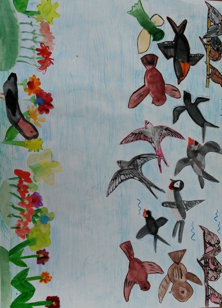 Коллективная работа перелетные птицы