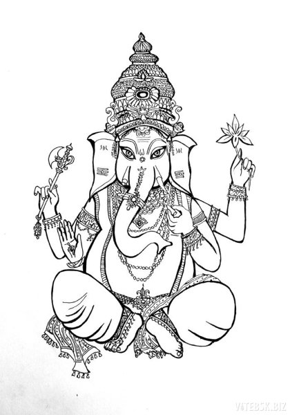 Бог Ганеша древней Индии рисунок