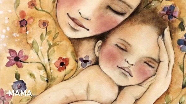 Детский рисунок мама и сын