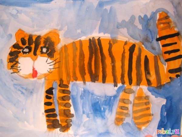Рисование тигра в детском саду