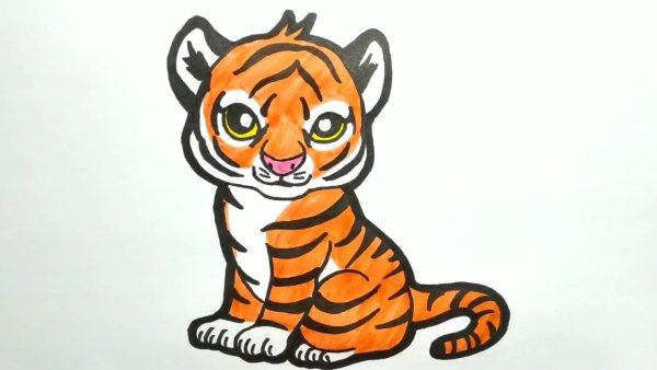 Рисование с детьми тигра